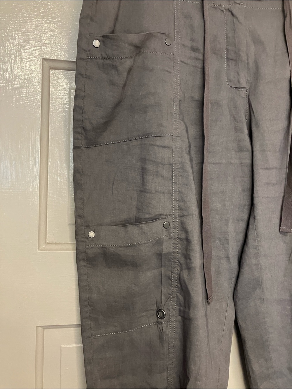 Eileen Fisher Linen Gray Lightweight Ankle Cargo Pants size 10 - Picture 5 of 6